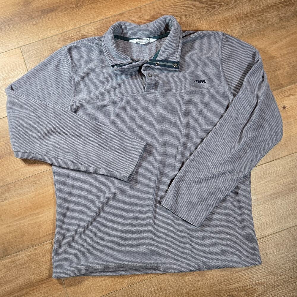 Mountain Khakis Fleece Pullover Mens M Gray 1/4 Snap Mock Neck Outdoor Hiking